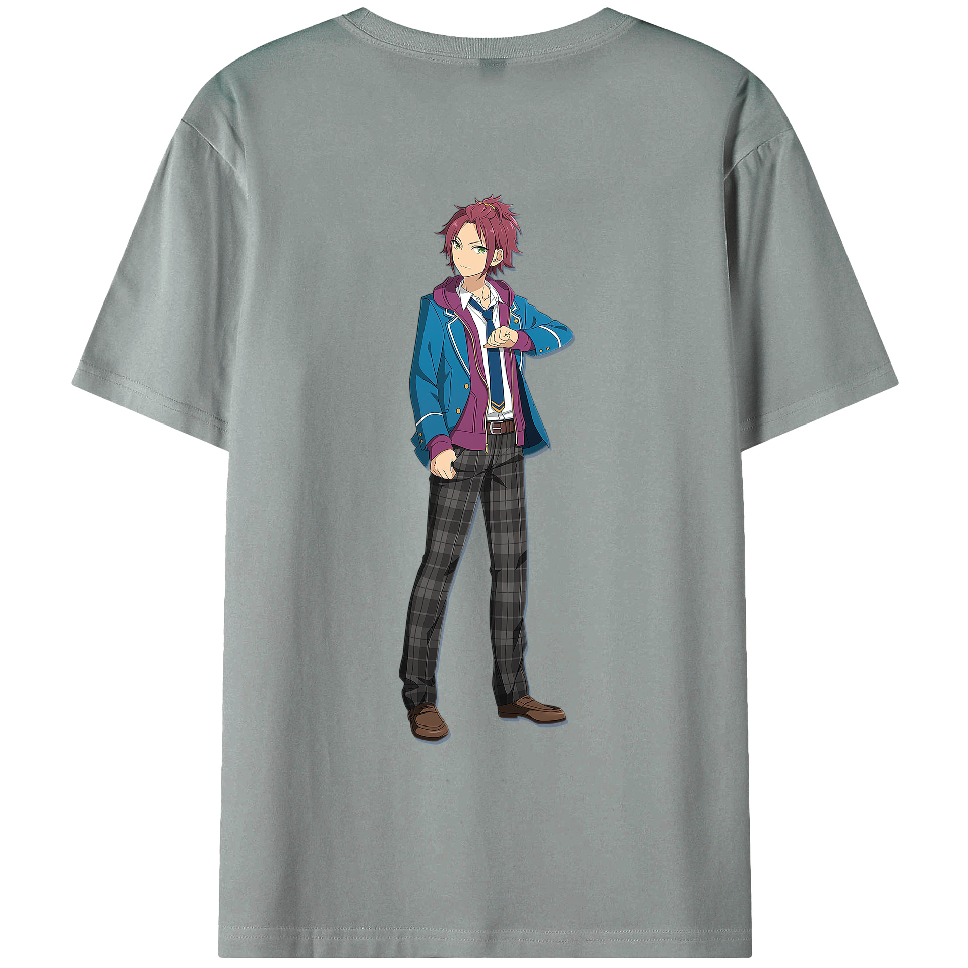 （画像用） あんさんぶるスターズ! Ensemble Stars 綿100％ メンズ半袖Tシャツ（バックプリント） 通気性